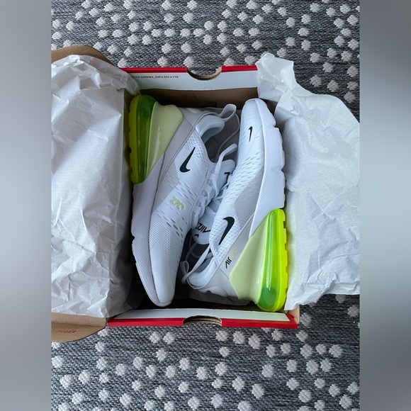 Nike Air Max 270 Big Kids Shoes White Lime green yellow Grey boys girls 7 7Y - Picture 5 of 14